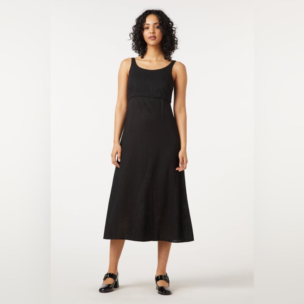 Princess Highway Dress Size 12 Rachel Midi Black Linen Minimalist Classy